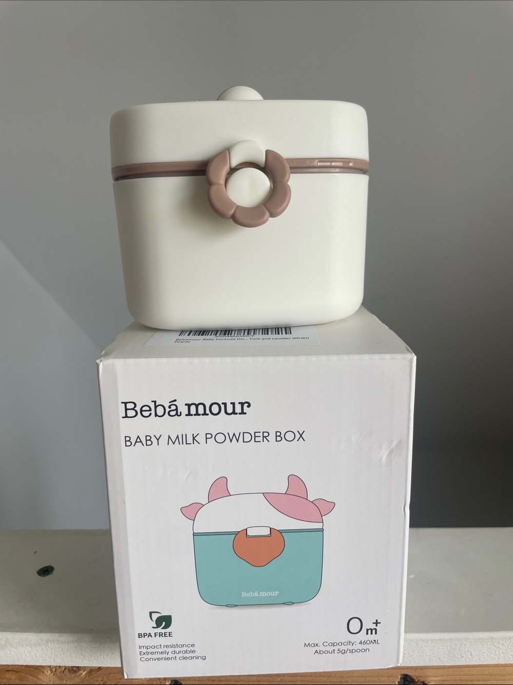 Bebamour White & Taupe Baby Milk Powder Box